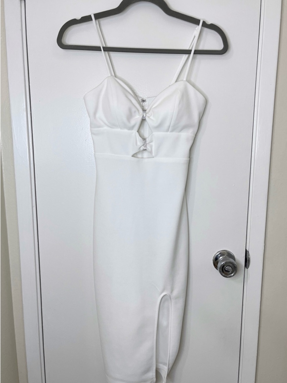 Pear Culture White Midi Dress with Slit